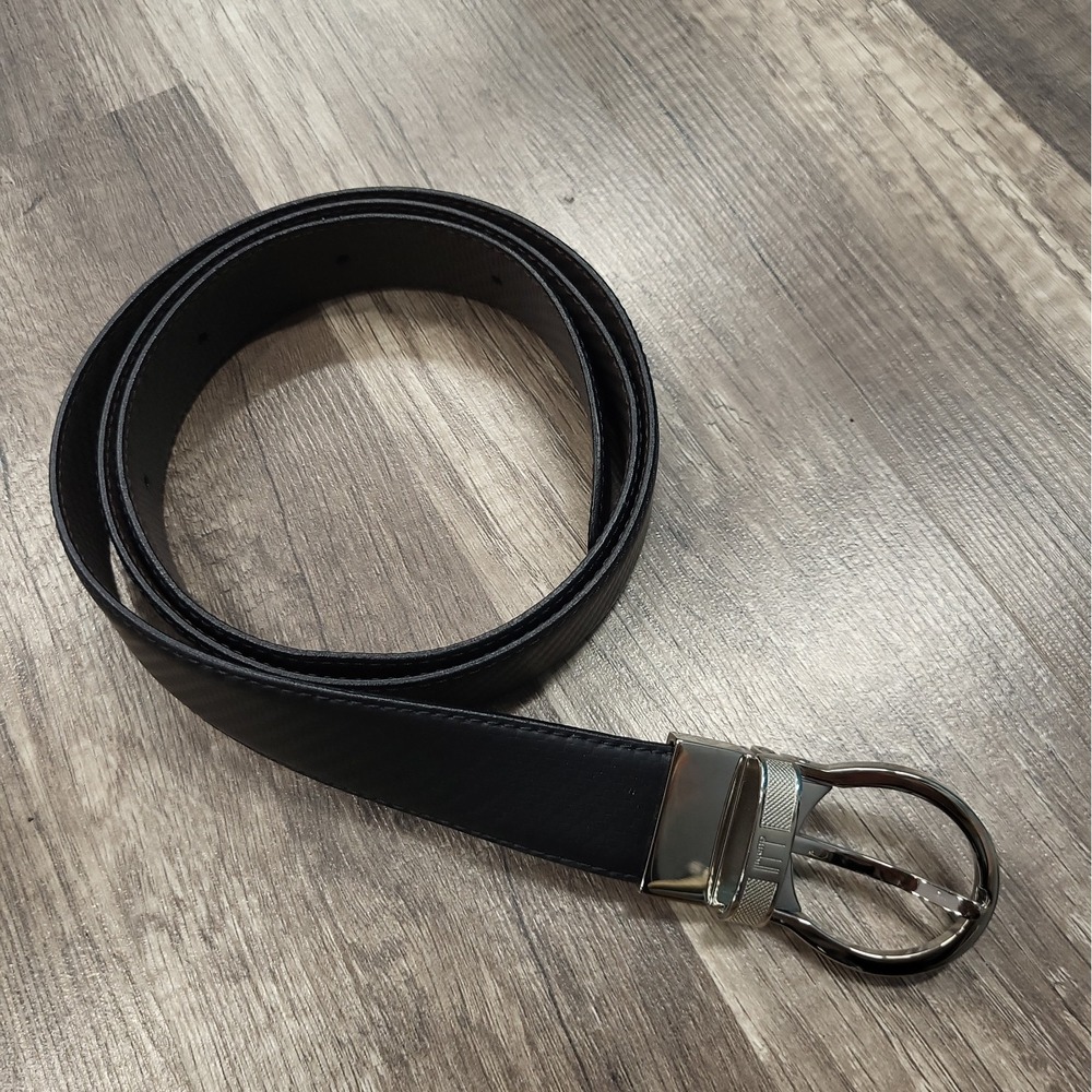 Dunhill Genuine Cowhide Reversible Leather Belt Made In Italy PO411 Black 42/107